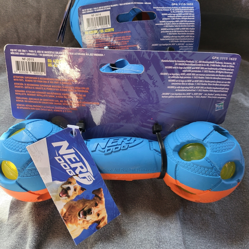 NEW Nerf Dog Light-Up Fetch Toy Bundle | Ball + Football + Dumbbell - Picture 5 of 6